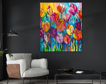Tulipes colorées abstraites