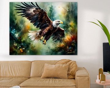 Wildlife in Watercolor - Flying Eagle 1 by Johanna's Art