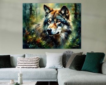 Wilde dieren in aquarel - Wolf 8 van Johannas Art Creations