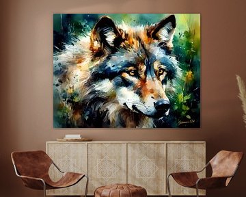 Wilde dieren in aquarel - Wolf 9 van Johanna's Art
