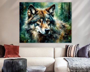 Wildtiere in Aquarell - Wolf 10 von Johanna's Art