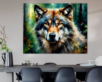 Wilde dieren in aquarel - Wolf 12 van Johannas Art Creations