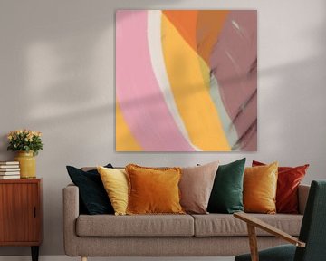 Kleurrijke moderne abstracte kunst in neon- en pastelkleuren nr. 6