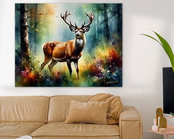 Wildlife in Watercolor - Deer 1 by Johanna's Art