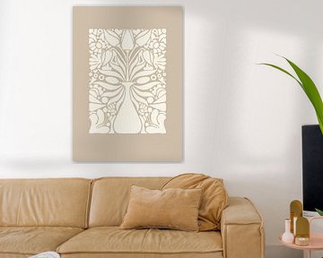 Art graphique Tulipes dans un vase - Beige - Salon &amp ; Chambre - Intérieur minimaliste - Abstrait sur Design by Pien