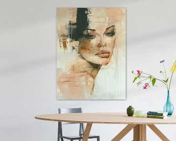 Modern and abstract portrait in pastel colours by Carla Van Iersel