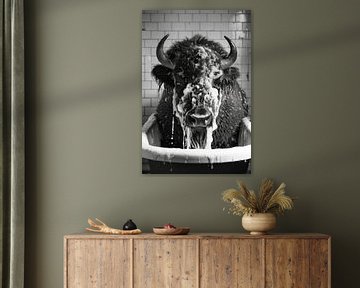Bison dans la baignoire - Une image de salle de bain amusante pour vos toilettes sur Felix Brönnimann