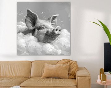 Piggy spa: An amusing bath in the bathroom - Unique WC artwork by Felix Brönnimann