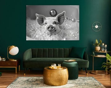 Piggy spa: een grappig bad in de badkamer - Uniek WC-kunstwerk van Poster Art Shop