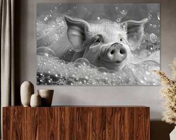 Piggy spa: An amusing bath in the bathroom - Unique WC artwork by Felix Brönnimann