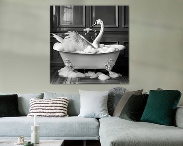 Elegant swan in the bathtub - Unique bathroom picture for your WC by Felix Brönnimann