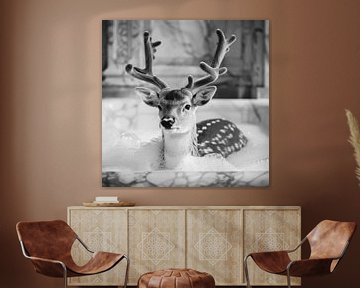 Cerf majestueux dans la salle de bain - Un tableau de salle de bain enchanteur pour vos toilettes sur Felix Brönnimann