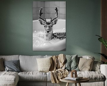 Cerf majestueux dans la salle de bain - Un tableau de salle de bain enchanteur pour vos toilettes sur Felix Brönnimann