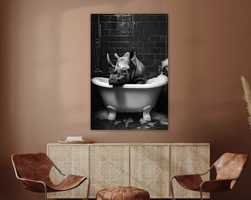 Rhinoceros in the bathtub - A unique bathroom picture for your WC by Felix Brönnimann