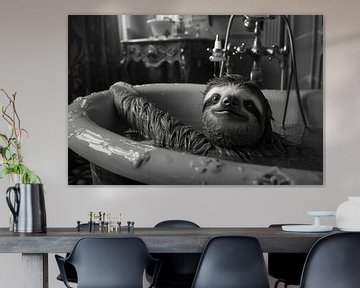 Cosy sloth in the bathtub - an adorable bathroom picture for your toilet by Felix Brönnimann