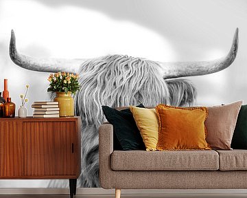 Highlander in black and white by Femke Ketelaar