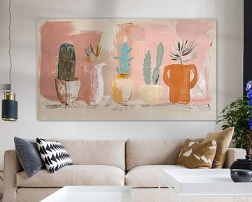 Cactusfamilie in potten. Terracotta, bohemian stijl van Studio Allee