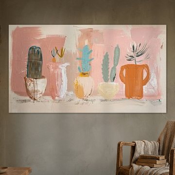 Cactusfamilie in potten. Terracotta, bohemian stijl van Studio Allee