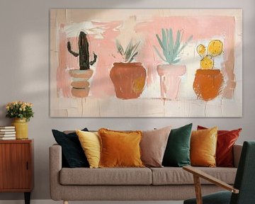 Cactusfamilie in potten. Terracotta, bohemian stijl van Studio Allee