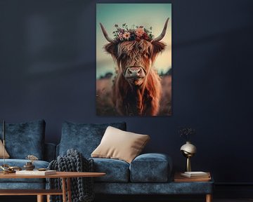 Scottish Highlanders : couronne de fleurs sur ByNoukk