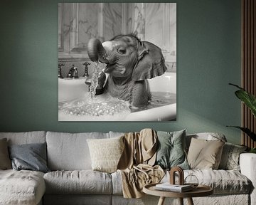 Elephant in the bath - an extraordinary bathroom artwork by Felix Brönnimann