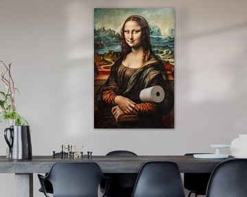Mona Lisa mit Toilettenpapierrolle - Ein humorvolles Meisterwerk für Ihr WC von Felix Brönnimann