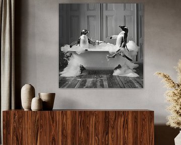 Penguin in the bathtub - An enchanting piece of bathroom art for your toilet by Felix Brönnimann