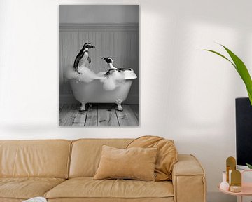 Penguin in the bathtub - An enchanting piece of bathroom art for your toilet by Felix Brönnimann