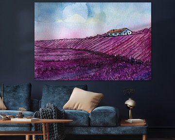 Rest in the Lavender Fields | Handmade Watercolour Painting by WatercolorWall