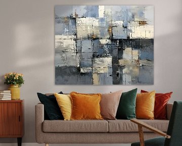 Stad Abstract | Chrome Silhouettes van Abstract Schilderij