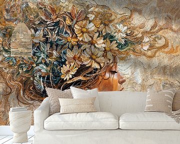Vrouw Bloemen | Schilderij | Impressionisme van Blikvanger Schilderijen