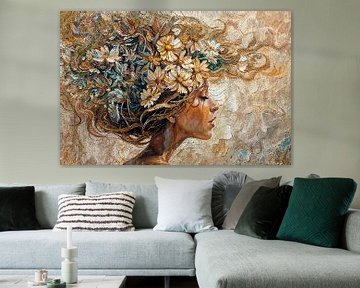 Vrouw Bloemen | Schilderij | Impressionisme van Blikvanger Schilderijen