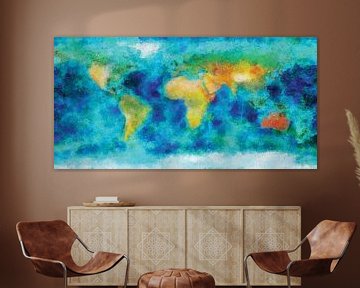 Impressionistische wereldkaart van Frans Blok