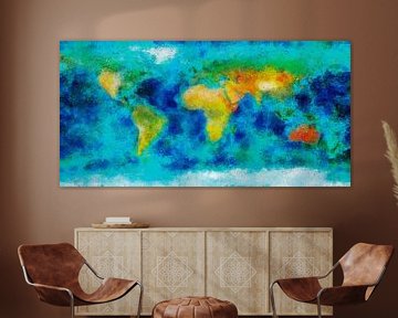Impressionistische wereldkaart