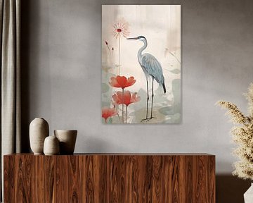 Japandi, Blue Heron by Caroline Guerain