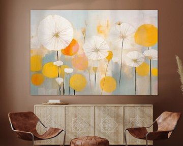 Dandelions and Buttercup Abstract by Caroline Guerain