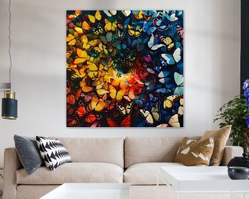 Spiral of butterflies in rainbow colours by Jan Bechtum