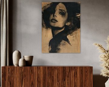 Modern and abstract portrait in earth tones by Carla Van Iersel