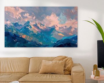 Bunte Berglandschaft auf Leinwand von Frank Heinz