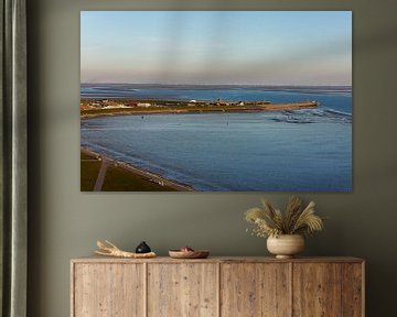 Baai van Büsum met haveningang bij zonsondergang van Andreas Freund