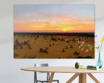 Zonsondergang Pinnacles Desert Australie van Laura Krol