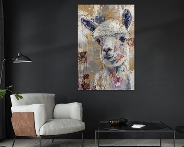 Malerei Llama Gold von Kunst Laune