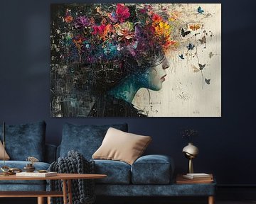 Portrait moderne | Portrait de papillon coloré sur Caprices d'Art