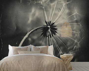 Dandelion, flowered-out still life in black and white by Studio Allee