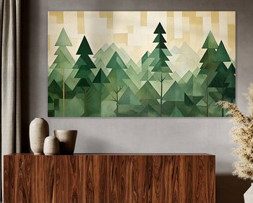 Abstract forest landscape in geometric shapes by Black Coffee