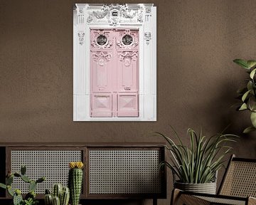 French Doors Soft Pink Grey Digital Illustration by Mascha Siekkötter