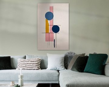 Geometric abstraction with contrasting colours by De Muurdecoratie