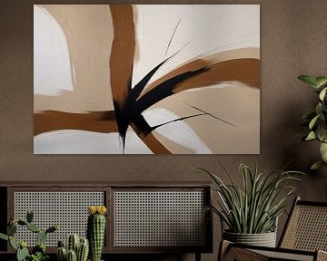 Abstract earth tones with dynamic lines by De Muurdecoratie