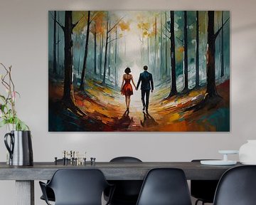 Romantic walk in abstract forest by De Muurdecoratie