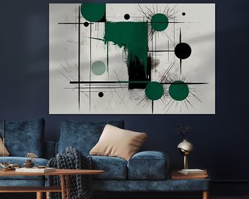 Minimalistische abstracte geometrie met groen van De Muurdecoratie